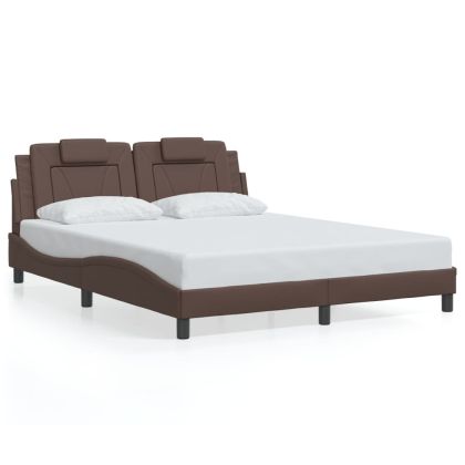 Рамка за легло с табла, кафява, 160x200 см, изкуствена кожа