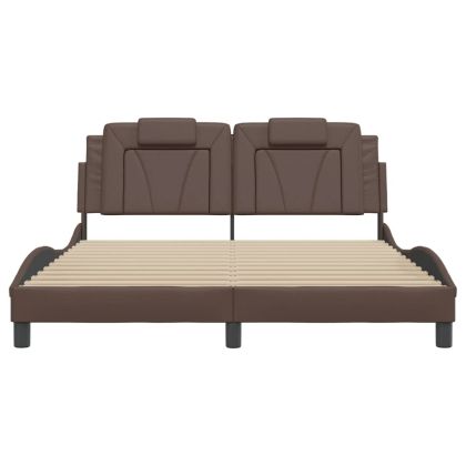 Рамка за легло Viana без матрак, кафява, 160x200 см, изкуствена кожа
