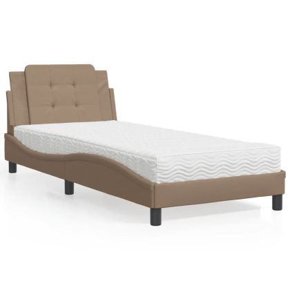 Легло с матрак, капучино, 80x200 см, изкуствена кожа