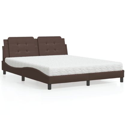 Легло с матрак, кафяво, 160x200 см, изкуствена кожа