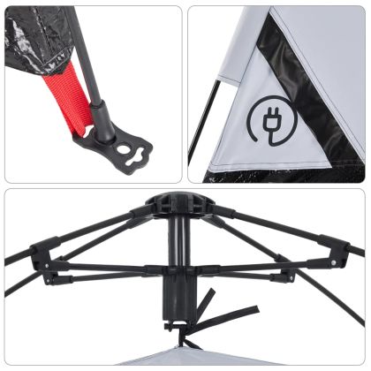 Къмпинг палатка 5 места бял затъмнена тъкан бързо освобождаване