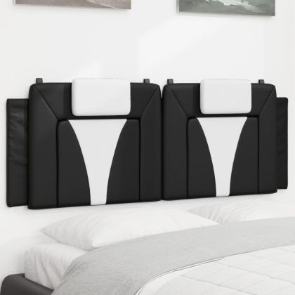 Мека табла за легло, черна и бяла, 140 см, изкуствена кожа