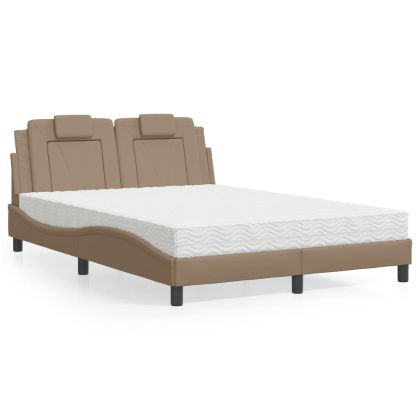 Легло с матрак, капучино, 140x200 см, изкуствена кожа
