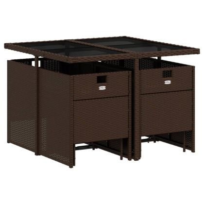 Градински трапезен комплект възглавници 9 части кафяв полиратан