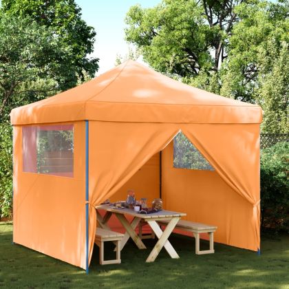 Сгъваема парти шатра pop-up с 4 странични стени оранжева