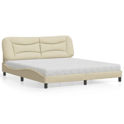 Легло с матрак, кремаво, 180x200 см, плат