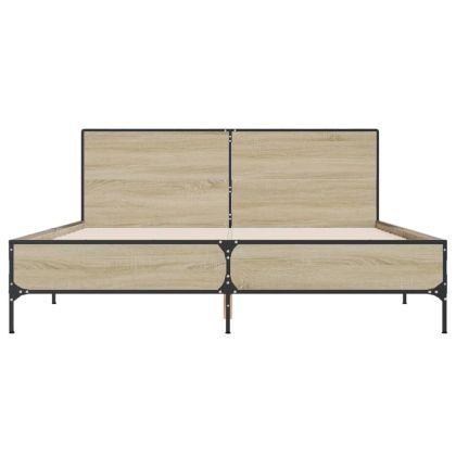 Рамка за легло, дъб сонома, 160x200 см, инженерно дърво и метал
