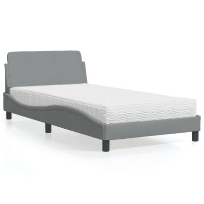 Легло с матрак, светлосиво, 100x200 см, плат