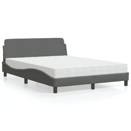 Легло с матрак, тъмносиво, 120x200 см, плат