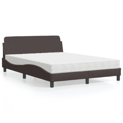 Легло с матрак, тъмнокафяво, 120x200 см, плат