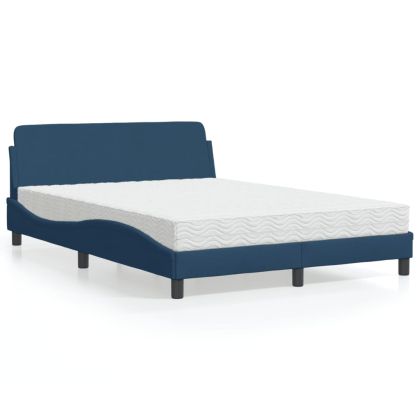 Легло с матрак, синьо, 140x190 см, плат