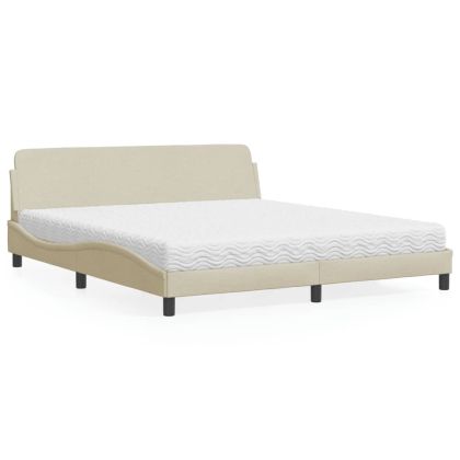 Легло с матрак, кремаво, 180x200 см, плат