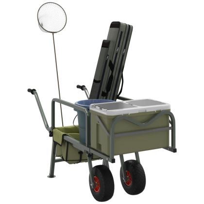 Риболовна количка с 2 колела, прахово боядисана стомана