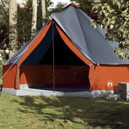 Семейна палатка, типи, 10-местна, сиво-оранжева, водоустойчива