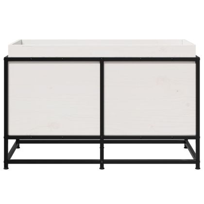 Градински сандък, бял, 80x40x50 см, борово дърво масив