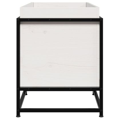 Градински сандък, бял, 80x40x50 см, борово дърво масив