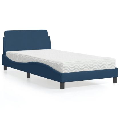 Легло с матрак, синьо, 100x200 см, плат