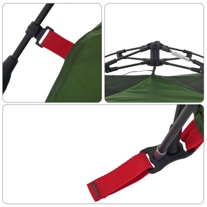 Къмпинг палатка куполна 3-местна зелена бързо освобождаване