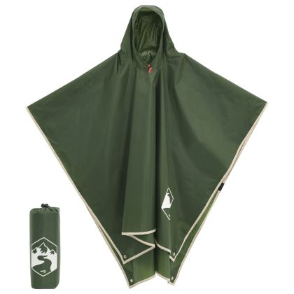 Дъждовно пончо с качулка 2 в 1 дизайн зелено 223x145 см