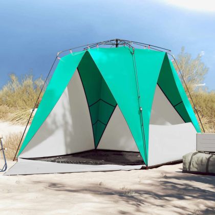 Плажна палатка, 4-местна, морско зелено, бързо освобождаване