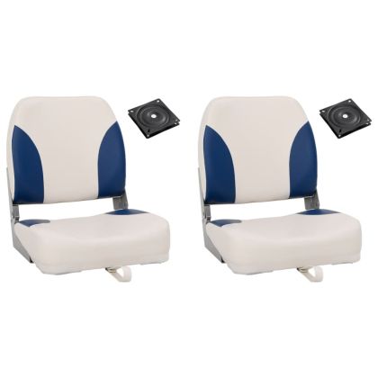 Сгъваеми седалки за лодка от 4 части със синьо-бяла възглавница