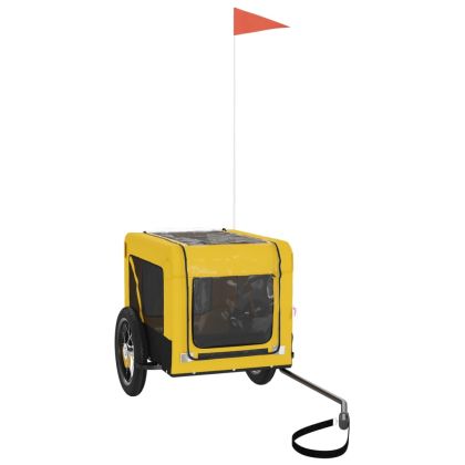 Ремарке за колело за любимци жълт и черен Оксфорд плат и желязо