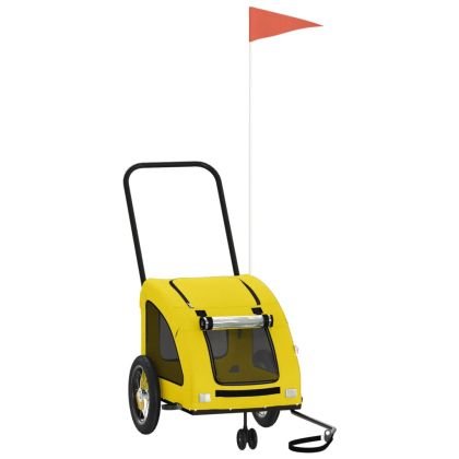 Ремарке за колело за любимци жълт Оксфорд плат и желязо