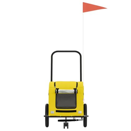 Ремарке за колело за любимци жълт Оксфорд плат и желязо