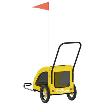 Ремарке за колело за любимци жълт Оксфорд плат и желязо