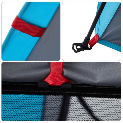 Къмпинг палатка, кабинна, 4-местна, синя, бързо освобождаване