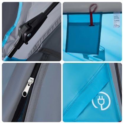 Къмпинг палатка, кабинна, 4-местна, синя, бързо освобождаване