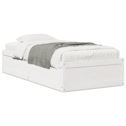 Рамка за легло, бяла 75x190 см борово дърво масив