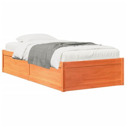 Рамка за легло, восъчнокафяв, 90x190 см, борово дърво масив