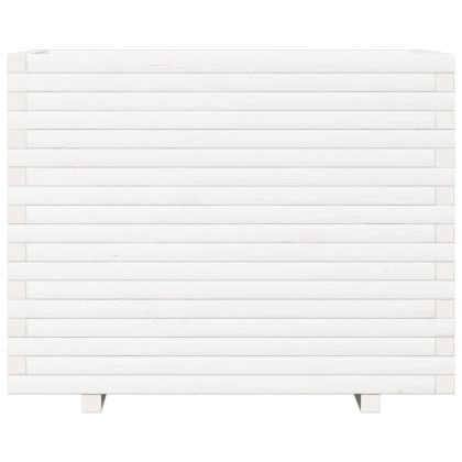 Градински сандък, бял, 90x60x72,5 см, масивна борова дървесина