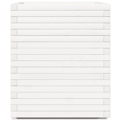 Градински сандък, бял, 90x60x72,5 см, масивна борова дървесина