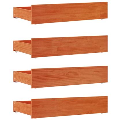 Чекмеджета за легло, 4 бр, восъчнокафяви, бор масив