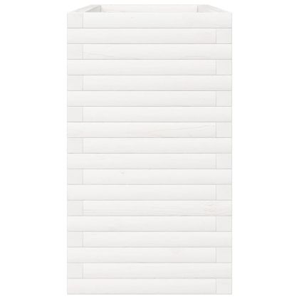 Градински сандък, бял, 90x40x68,5 см, масивна борова дървесина