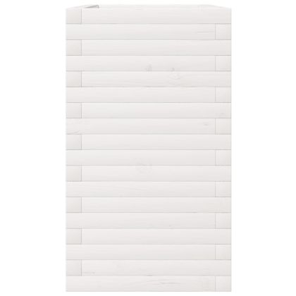 Градински сандък, бял, 90x40x72,5 см, масивна борова дървесина