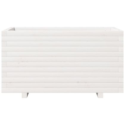 Градински сандък, бял, 90x40x49,5 см, масивна борова дървесина
