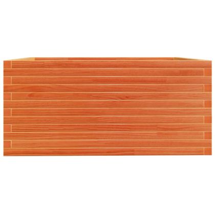 Градинска кашпа, восъчнокафяв 100x100x49,5см борово дърво масив