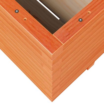 Градинска кашпа, восъчнокафяв 100x100x49,5см борово дърво масив