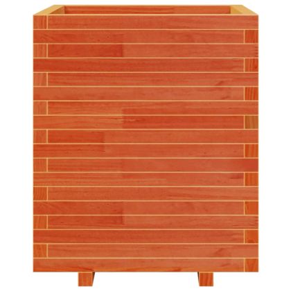 Градинска кашпа, восъчнокафява, 60x60x72,5см борово дърво масив