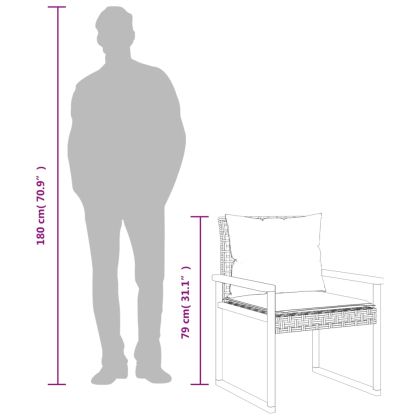 Бистро комплект с възглавници 3 части черен полиратан и акация