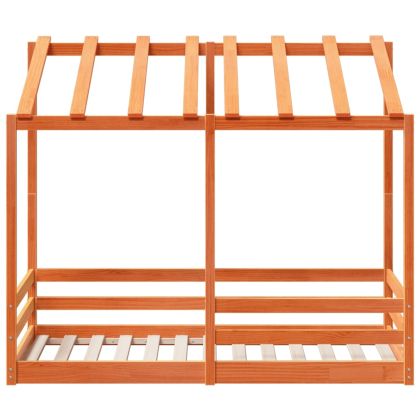 Детско легло с покрив, восъчнокафяво, 70x140 см, бор масив