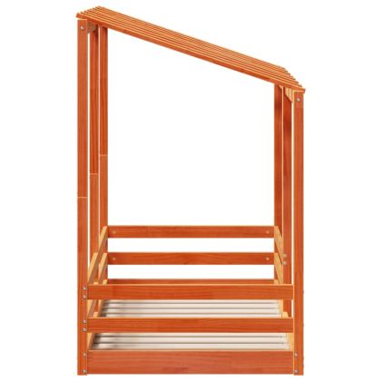 Детско легло с покрив, восъчнокафяво, 70x140 см, бор масив