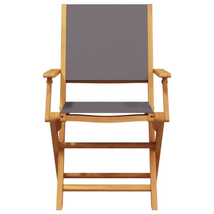 Сгъваеми градински столове, 8 бр, антрацит, плат и дърво масив