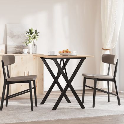 Трапезна маса X-образна рамка 70x70x75 см бор масив и стомана