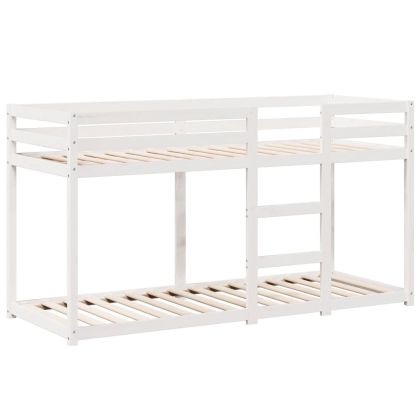 Двуетажно легло с покрив, бял, 75x190 см, борово дърво масив