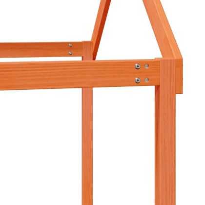 Високо легло с покрив восъчнокафяво 90x200см борово дърво масив