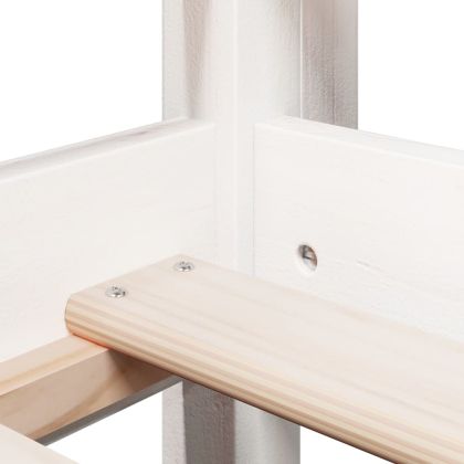 Високо легло с покрив, бяло, 80x200 см, борово дърво масив